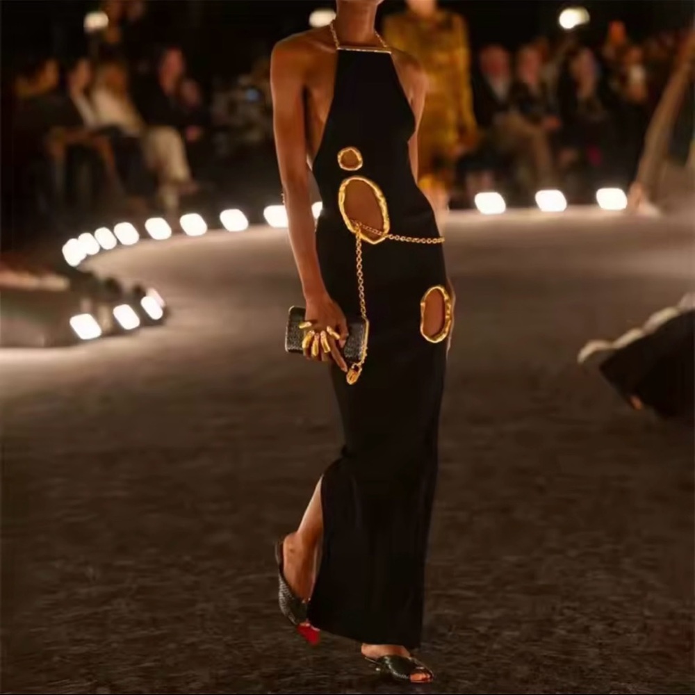Black Dress Runway accented with Gold Circular Cutouts - Picture 6 of 13